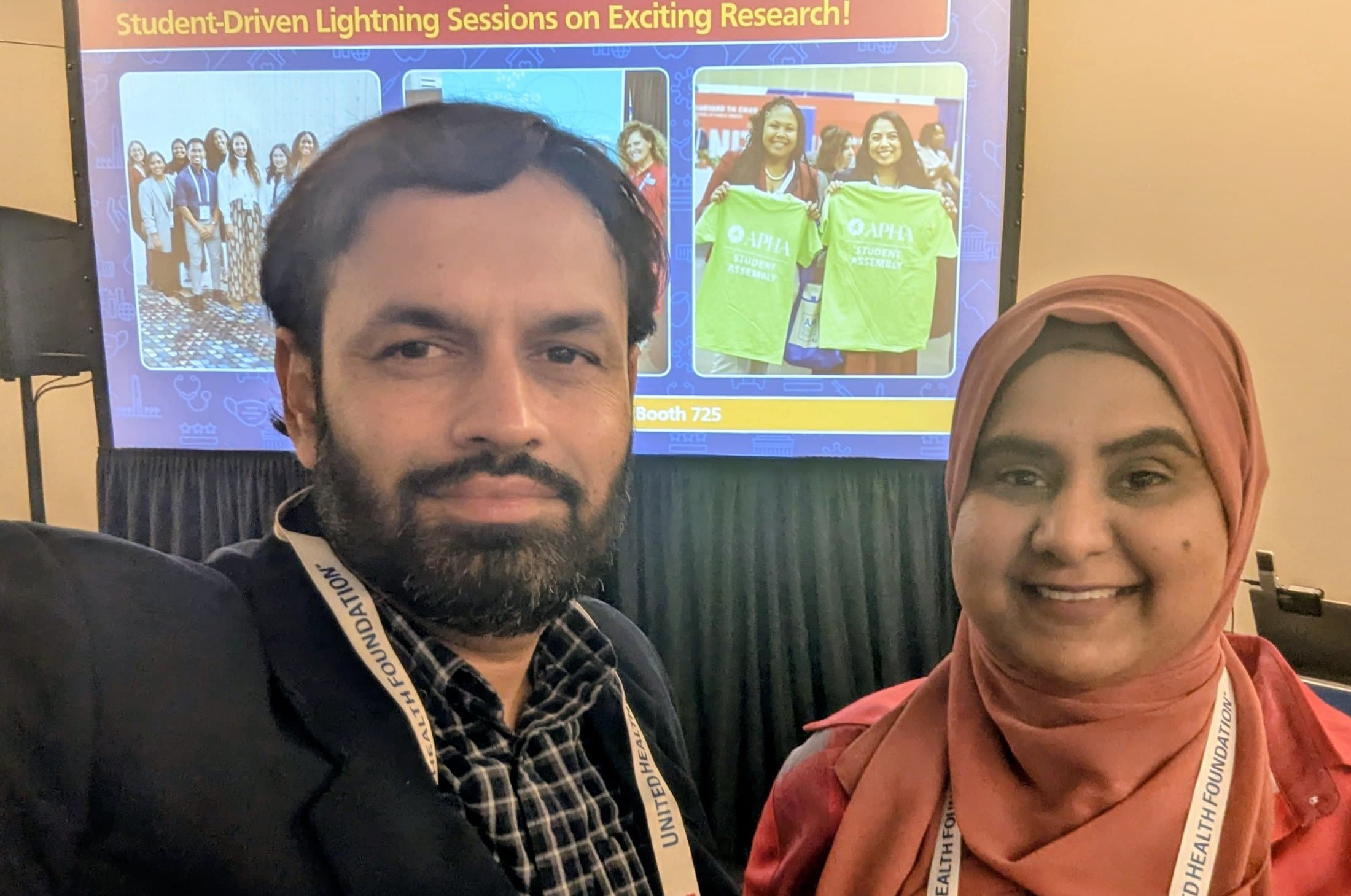 Maryum and Naveed at a public health conference session